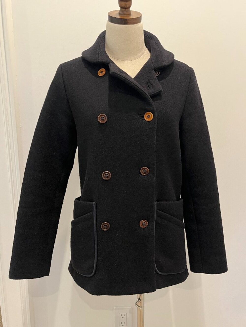 Folk Wool Navy Car Coat Size 2